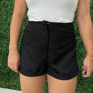 Black High-Waisted Dress Shorts